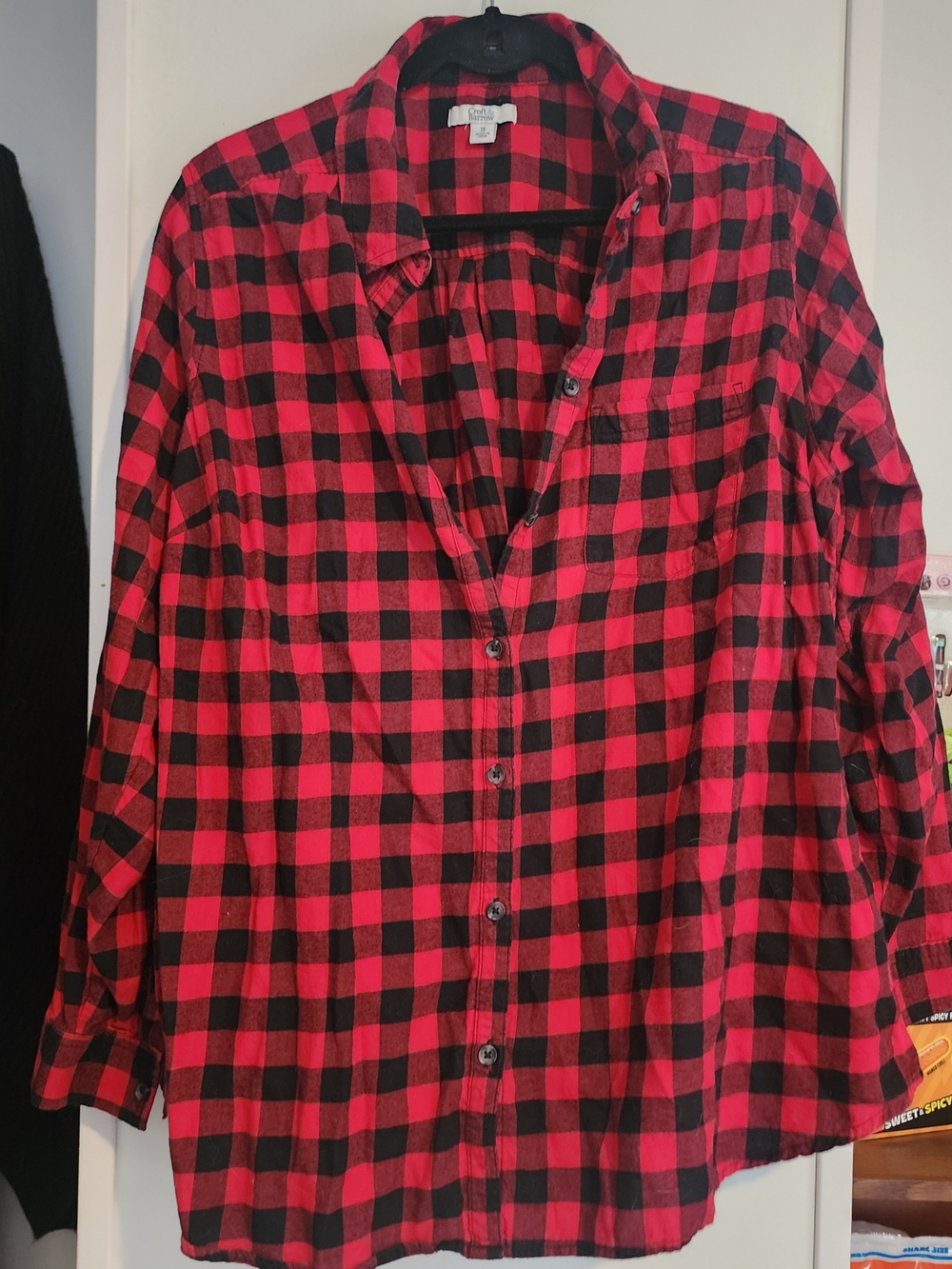 Womens Croft & Barrow Red and Black Buffalo Plaid Button-Down Shirt